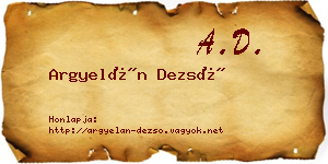 Argyelán Dezső névjegykártya